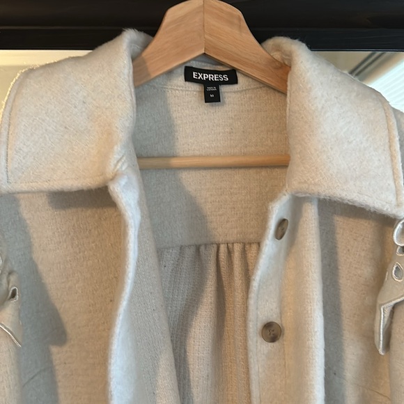 Wool ruffle eyelet sleeve oversized jacket - Picture 3 of 3